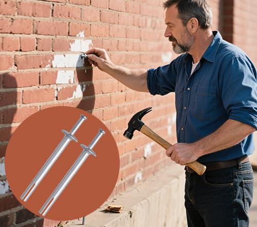 120 Pcs 1/4" x 3" Drive Nail in Anchor Heavy Duty Zinc Plated Concrete Nails Rustproof Drive Expansion Cement Hammering Anchors Pin Metal Fasteners Kit for Wall Drywall Wood Brick