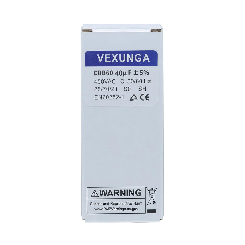 VEXUNGA 40uF 450V starting capacitor CBB60 capacitor 40µF 450 volt motor capacitor 50x106MM capacitors cable M8 for electric motor