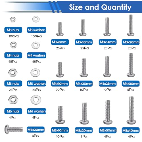 516 Pcs Nuts and Bolts Assortment Kit