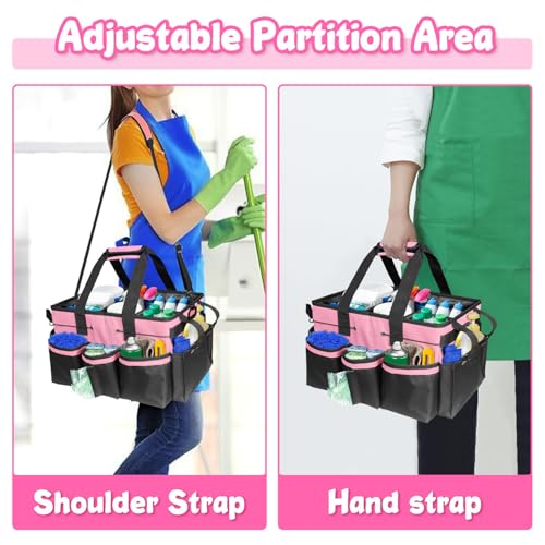 Large Cleaning Caddy Bag-Wearable, Waterproof, Heavy, Duty Pink