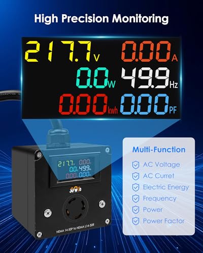 30A AC Power Meter Fit for 240V NEMA 14-50P to L14-30R Plug-in Energy