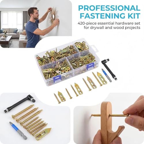 420 PCS Self Drilling Drywall Anchors with Screws Kit 420pcs-gold