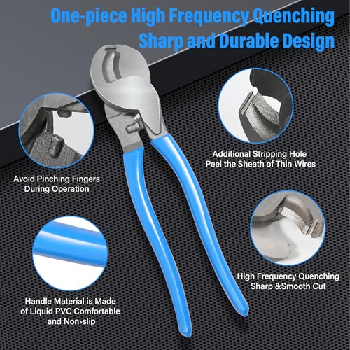 Cable Cutter and Hammer Lug Crimper Tool Kits,Heavy Duty Cable Cutting/Stripping/Crimping for 16 AWG to 4/0 AWG Battery and Welding Cables, Aluminum, Copper Cable for Automotive/Industrial Wiring