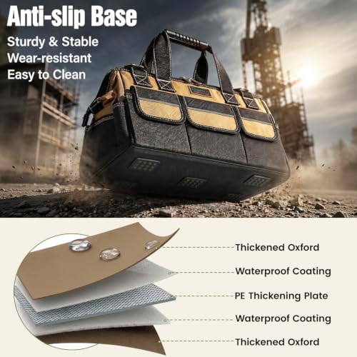 18 Inch Heavy Duty Tool Bag, 16 Pockets Portable Tool Box Organizer 18 Inch