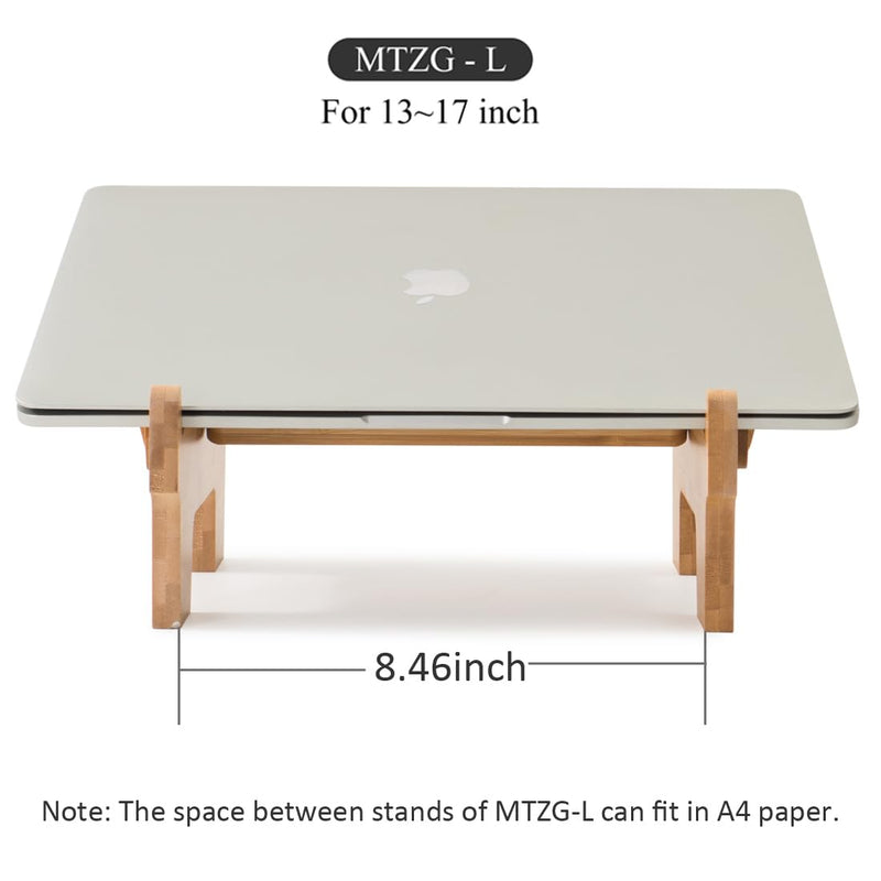 Laptop Stand Wood, Ergonomic Computer Notebook Riser Holder Foldable Compatible with 12-17inch MacBook Pro Air Mac DELL Acer, Laptop Elevator Cooling Stands for Desk (Bamboo) For 12-17inch