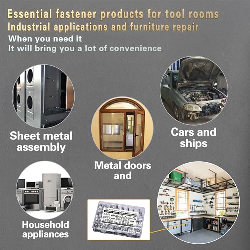 ASKWAY Pressure Rivet Nut Tool Kit, 430Pcs Aluminum Rivet Nut Combination 430 PCS Rivet Nut Tool Kit