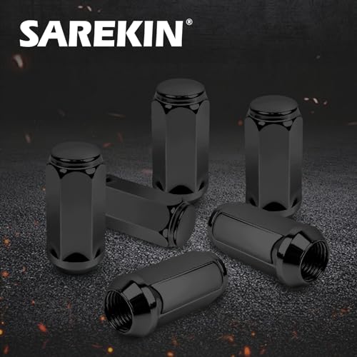 1/2-20 Long Lug Nuts, Closed End Bulge Acorn Black, 48mm 20Pcs 20Pcs 1.9" Long 1/2"-20