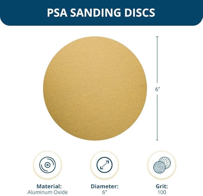 Benchmark Abrasives 6" PSA Gold Sanding Discs, 100 Grit, 100-Count 6 inch