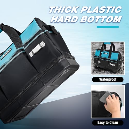 DURATECH 16" Heavy Duty Tool Bag with Hard Bottom and 18 Pockets 16 Inch