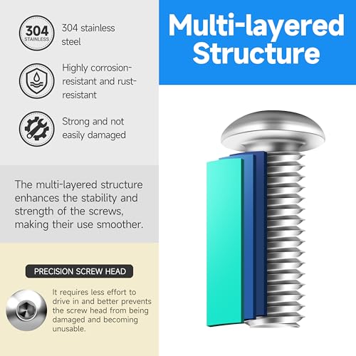 (20 Sets) 3/8-16 Bolt, 3/8 x 2-1/2" Button Head Socket Cap Bolts Screws, 3/8 Bolts and Nuts Set, 304 Stainless Steel 18-8, Fully Threaded, Assorted Bolts Nuts and Washers Kit by Marysino 2-1/2" (Silver) 3/8"-16