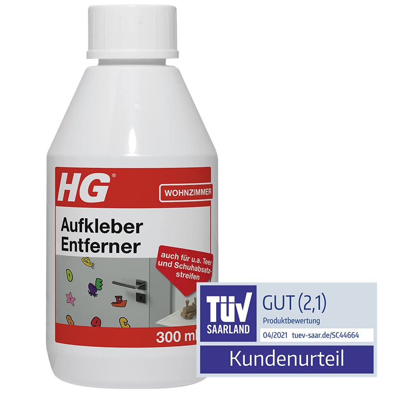 HG sticker and adhesive residue remover, effective agent for removing labels, stickers, tar and grease stains as well as oil and heel marks - 300 ml sticker remover