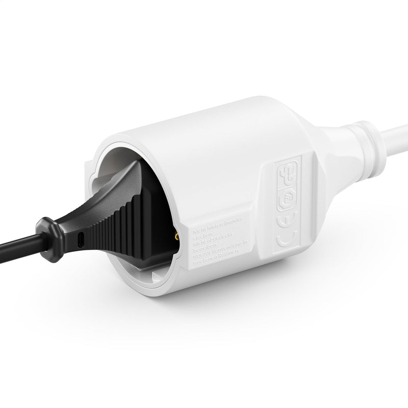 deleyCON 3.0 m Power Cable Extension Cable Flat Connector 3680 W White | Protective contact power cable extension for household, office and multimedia 3M