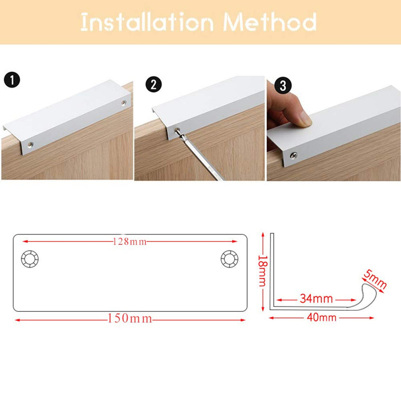 JOOJA 10 Pack Gold Modern Style Finger Edge Pull Furniture DrawerHandles Hidden Cabinet Kitchen Drawer Handles Knobs Gold 150mm