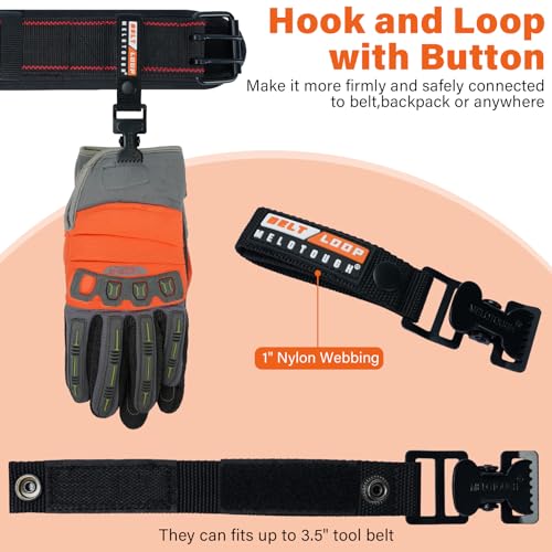 MELOTOUGH 1 PCS Padded Tool Belt with D ring for men construction Strong Durable Double Metal Roller Buckle + 1 PCS Work Glove Holder
