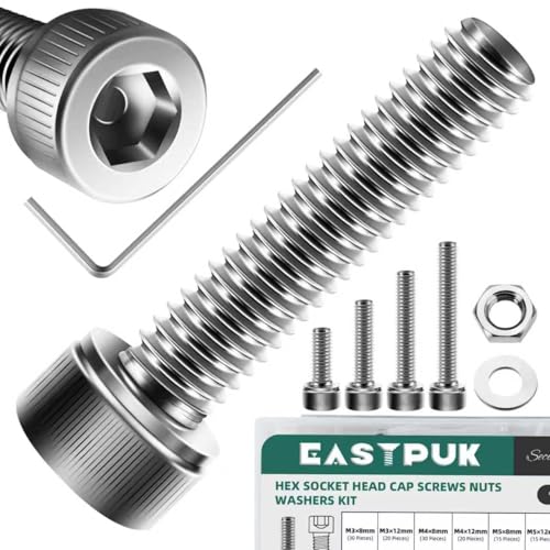 120Pcs Metric Bolt Assortment Kit M4 M5 M6 & 900-Piece Metric Screws and Bolts Assortment Kit M3 M4 M5 M6 304 Stainless Steel Hex Socket Cap Screws, Button Head Socket Cap Screws Nuts and Bolt