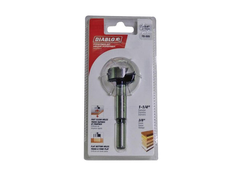 Diablo Forstner Bit for Wood - High-Speed Steel - 1-1/4" Diameter, 3/8" Shank, 3-1/2" Length - FB-009