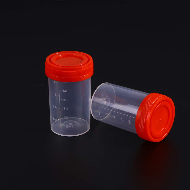 POPETPOP Sample containers 20 pieces sample cups with lids 60 ml urine container urine sample collection cup test cup without laboratory (random color) urine cup with screw lid medium as shown