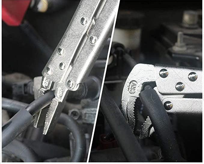 12Inch Extended Long Locking Vise Grip Pliers Set, Straight Head / 80 Degrees Head Needle Nose Pliers Set, Fast Release Design, CRV Steel