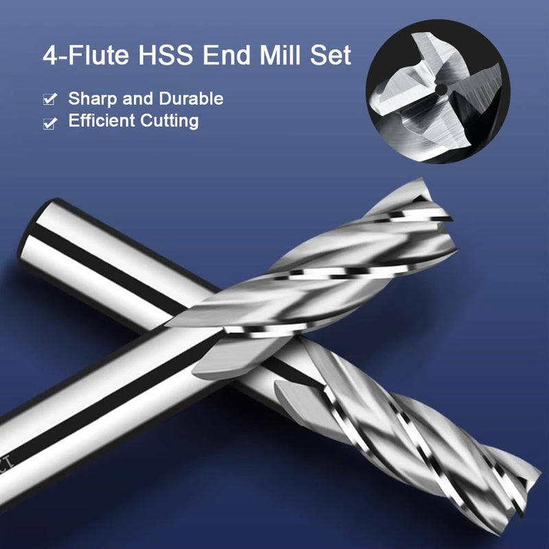 ASNOMY 10pcs HSS End Mill CNC Lathe Straight Shank 2-12mm, 4 Flute Spiral Cutter Cutting End Mill Set Drill End Mill Cutter Bit 2/3/4/5/6/7/8/9/10/12mm 10pcs-2/3/4 /5/6/7/8/9/10/12mm