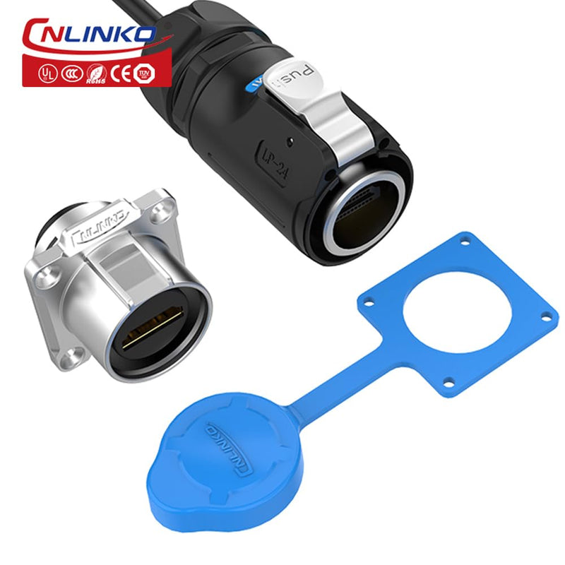 CNLINKO LP-24 HDMI Connectors, Aviation Plug with 40 Inches 4K HD Waterproof Cables, Panel Mount Receptacles Socket, IP68 Mated Waterproof Connector for Audio Video Equipment Connections (HDMI Set) HDMI Set M24 HDMI Connectors