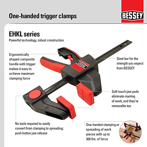 BESSEY EHKL360, 18 In., Trigger Clamp and Spreader 360 Rotating Handle One-Hand Bar Clamps 18 inch