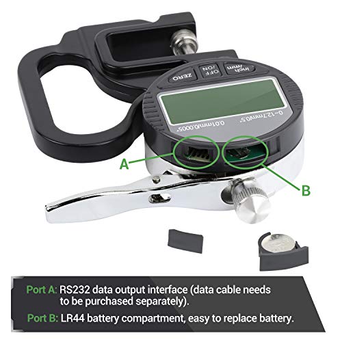 Digital Thickness Gauge 0.5in/12.7mm 0.0005in/0.01mm for Leather 0.5"/0.0005"