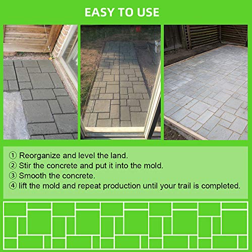CJGQ 20"x20"x1.8" Plus Size Walk Maker Reusable Concrete Path Maker Molds Stepping Stone Paver Lawn Patio Yard Garden DIY Walkway Pavement Paving Moulds (8-Grid) 1PACK 8-Grid)