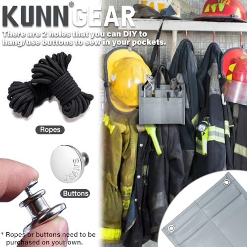 KUNN Firefighter 4-Pocket Tool Pouch Inside Turnout Coat Bunker Pocket Durable Tool Organizer Pocket with 2-Eyelet + Tool Pouch with Belt Clip, Utility Small Tool Organizer with Tape Measure Holder