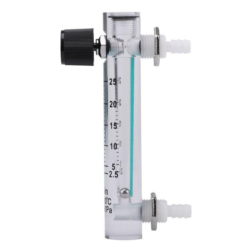 LZQ-5 Flow Meter 2.5 - 25 L/min Acrylic Plastic and Metal Flow Meter with Control Valve for Oxygen, Air, Gas