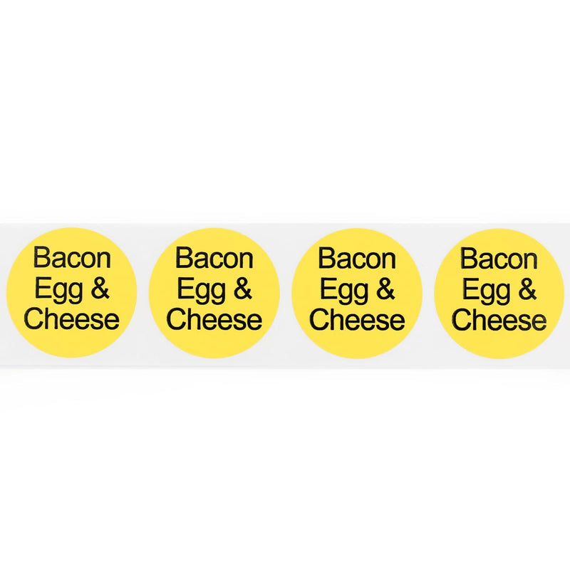 Bacon, Egg, & Cheese Deli Labels 1 Inch 500 Total Adhesive Labels Bacon, Egg & Cheese