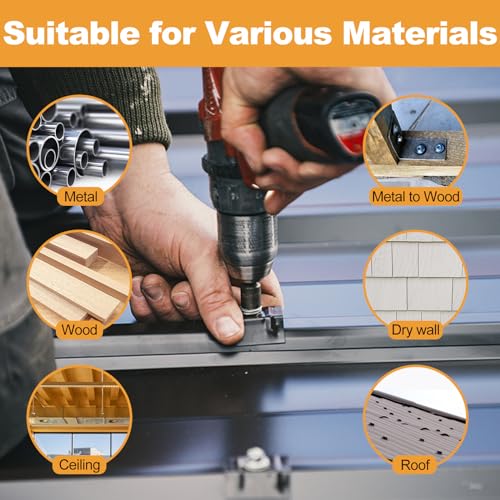 VIGRUE 300PCS Metal Roofing Screws #10x1#10x1-1/2#10x2, Galvanized Hex Head Sheet Metal Roof Screw, Self Starting Metal to Wood Siding Screws EPDM Washer