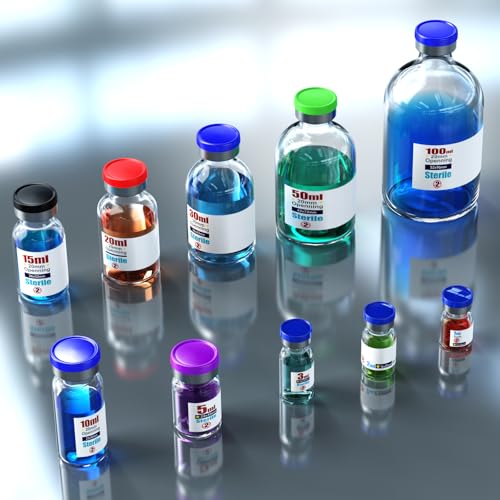 Ks-Tek Sterile Empty Vials with Self-Healing Injection Port with Hinged Aluminum Lid Sterile Packaging (100ml, 4) 100ml