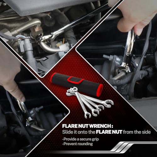 BILITOOLS 12-Piece Flare Nut Wrench Set, 1/4"-7/8" & 6-21mm Line Wrench Set