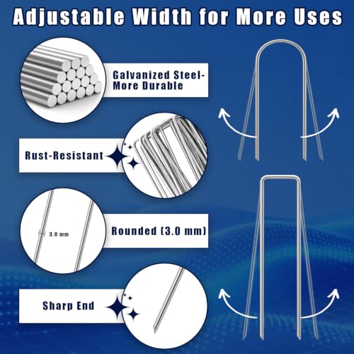 151 Pcs Landscape Fabric Stakes,3 Types Galvanized Ground Staples