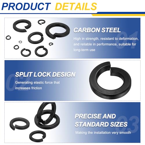 10 Pcs 1-1/4" Split Lock Washer Carbon Steel Black 1-1/4" 10