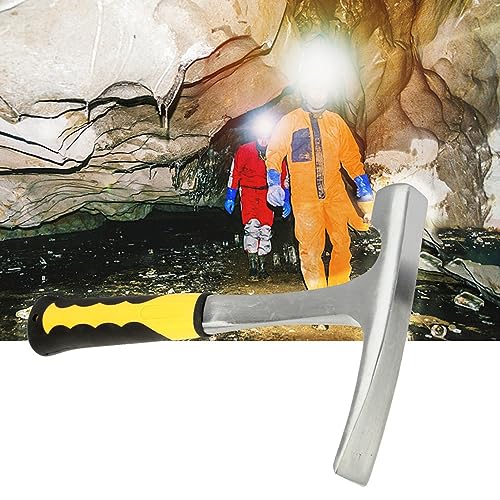 Geological Hammer, Duckbill Double Head Geology Hammer Geological Hammer Flat Mouthstone Hammer Sharpener Tip Geological Study Hammer with High Carbon Steel and Comfortable Rubber Handle