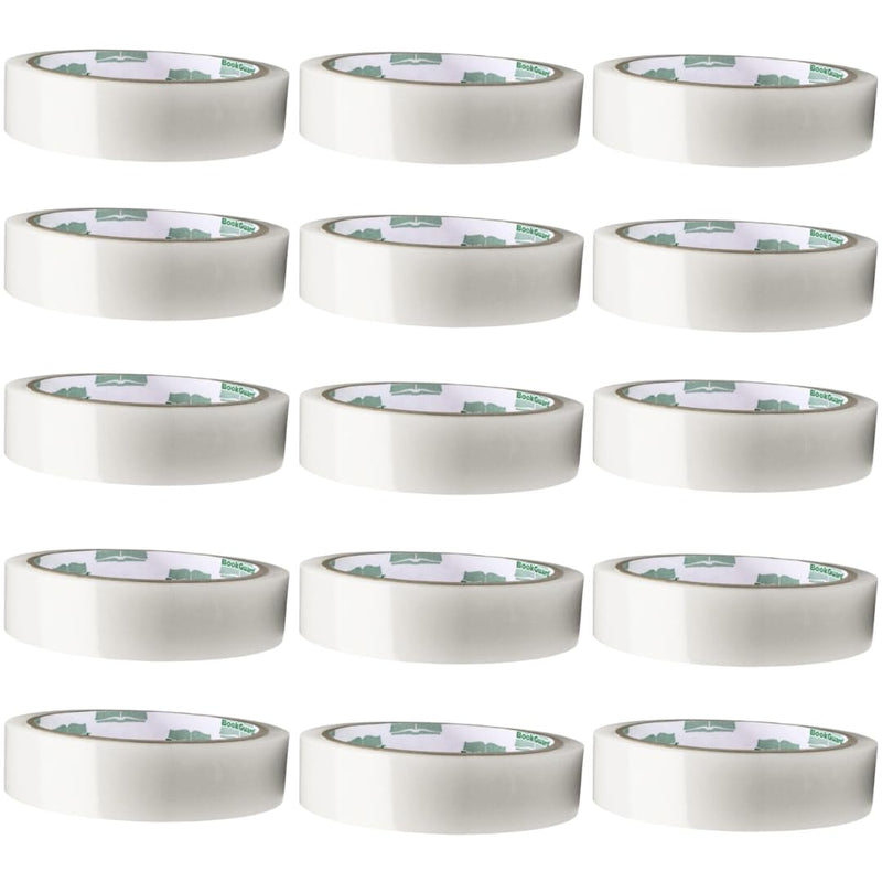 BookGuard 1 Inch Bookbinding Tape, Ideal Library Supplies, Clear Repair Tape - 15 Yard Roll - Case of 15