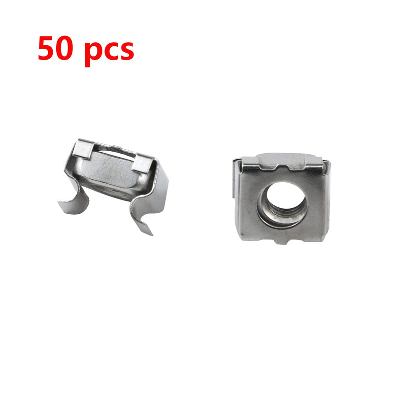 Antrader M6 Cage Nuts, M6 Mounting Cage Nuts for Server Shelves Rack & Cabinet Pack of 50 Silver
