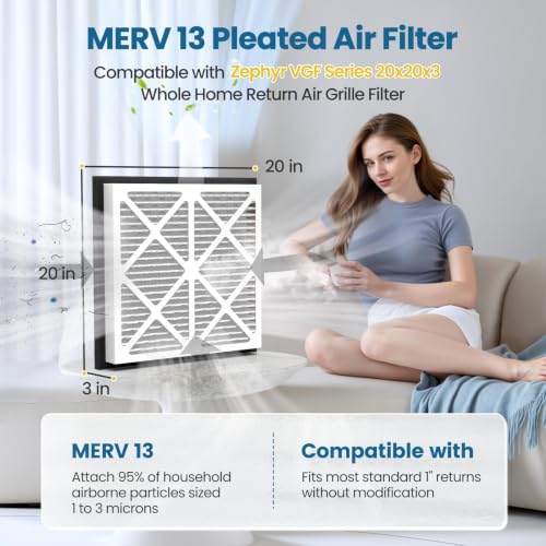 20x20x3 MERV 13 Air Filter Compatible with Zephyr VGF Series 20x20x3 20x20x3 MERV 13 - 1 Pack