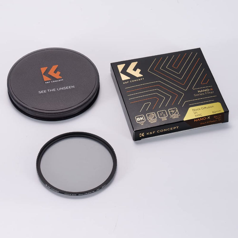 K&F Concept 58mm Black Diffusion 1/4 Filter Mist Cinematic Effect Filter with 28 Multi-Layer Coatings Waterproof/Scratch Resistant for Video/Vlog/Portrait Photography