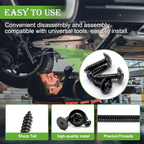 mxuteuk 280PCS Automotive Screws Kit,#8#10#12#14 Phillips Head Automotive Body Self Tapping Screws(24 Size) Black-24Sizes Automotive Screws Kit