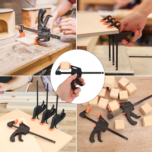 20 Pack 4 Inch F Bar Clamp, Medium Duty 70lbs One Handed Clamps/Spreader, Bar Clamps for Woodworking, Crafting, by GENHAKON 20 Pack 4 Inch