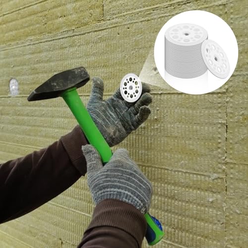 800 Pcs 46 mm White Plastic Washer, Foam Board Fasteners and Load Spreading Polypropylene Washers for Fixing and Fastening Rigid Foam Insulation Board Panels