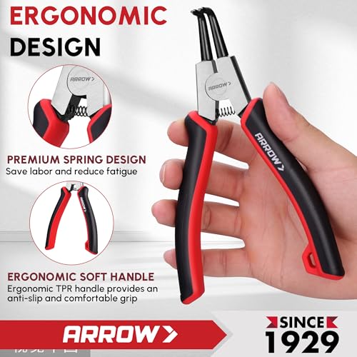 ARROW Snap Ring Pliers Set, 4-Piece Internal/External Circlip Tool Kit