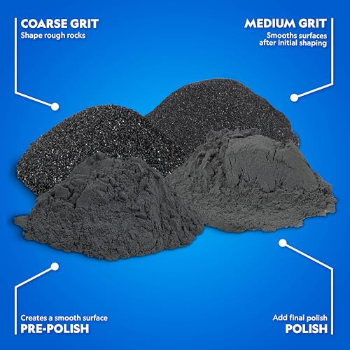 NATIONAL GEOGRAPHIC Rock Tumbler Grit and Polish Refill Kit - Tumbling Grit Media, Polish Up to 20 lbs. of Rocks, Works with any Rock Polisher & Tumbler Supplies Bulk Grit Media