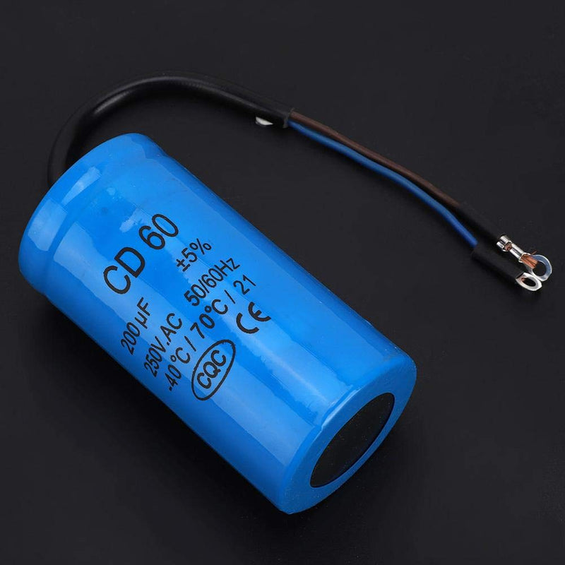 CD60 200uF run capacitor with wire lead 250VAC 50/60Hz for engine air compressor