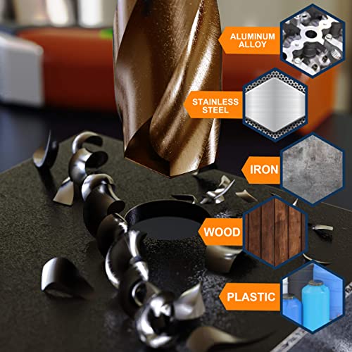 M35 5% Cobalt Drill Bits Set 29PCS (1/16"-1/2"), Straight Shank Jobber Drill Bits, Metal HSS Twist Drill Bits for Stainless Steel Hard Metal and Cast Iron 29