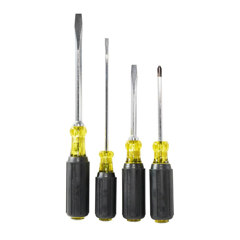Klein Tools 85105 Screwdriver Set, Made in USA, Slotted and Phillips Screwdrivers with Cushion-Grip Handles and Tip-Ident, 4-Piece