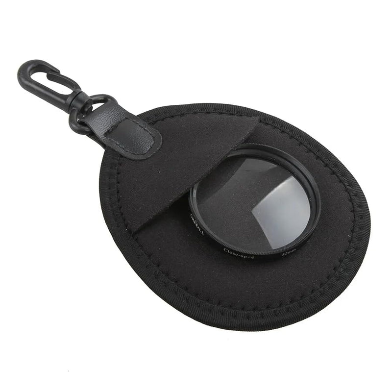 2 Pack Lens Filter Pouch Mini Storage Bag Sleeve Protective Case with Keychain Hook 2 Pockets For Camera CPL MC UV ND 25mm-72mm 43mm 46mm 49mm 52mm 55mm 58mm 62mm 67mm