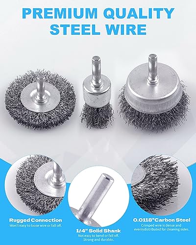 Rocaris 21 Pack Carbon Steel Wire Wheel Brush, Cup Brush Set